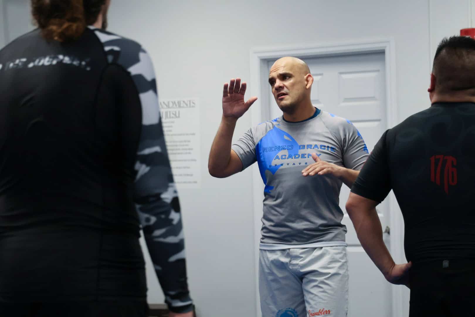 Professor Bruno Speaking to Students during Fundamentals Class at Renzo Gracie Latham